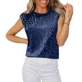 thumbnail image 1 of Njagoc3 Womens Fashion Solid Loose T-Shirt Short Sleeve Sequin Blouse Round-Neck Casual Tops, 1 of 6