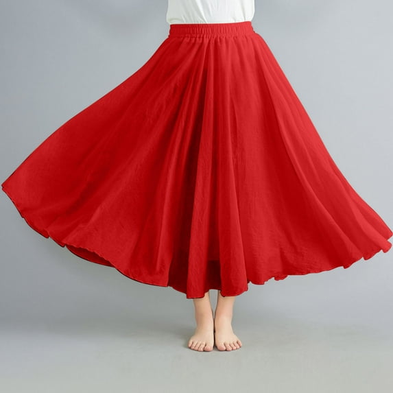 Njagoc3 Womens Flowy Chiffon Maxi Skirt, Solid Color, Elegant for Summer Garden Teas & Outdoor Events