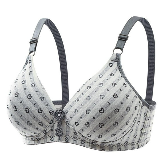Njagoc3 Womens Heart Print Wireless Push Up Bra Side Support Breathable Comfort Everyday Bra