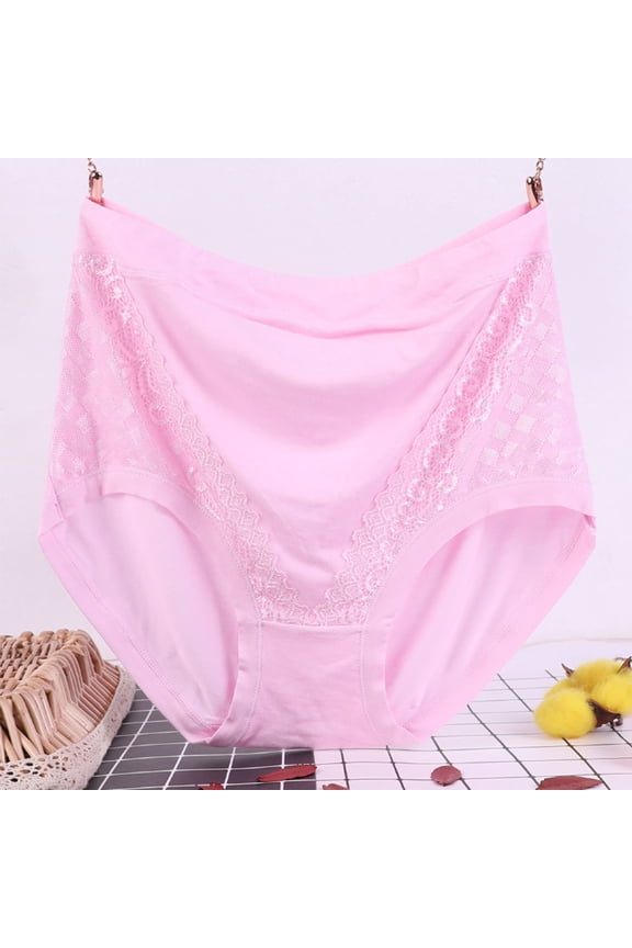 Womens High Waist Lace Patchwork Modal Cotton Plus Size Triangle Underwear