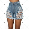 thumbnail image 1 of Njagoc3 Womens High Waisted Denim Shorts, Acid Wash, Solid Color, Summer Music Festival Wear, Trendy Fit, 1 of 6