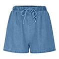 thumbnail image 1 of Njagoc3 Womens High - Waisted Drawstring Denim Shorts - Relaxed Fit for Summer Lounge & Errands, 1 of 6