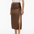 thumbnail image 1 of Njagoc3 Womens High - Waisted Faux Leather Side - Slit Midi Skirt for Night Out & Party, 1 of 6