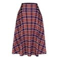 thumbnail image 1 of Njagoc3 Womens High-Waisted Orange Plaid Midi Skirt for Retro Casual & Daily Stylin, 1 of 5