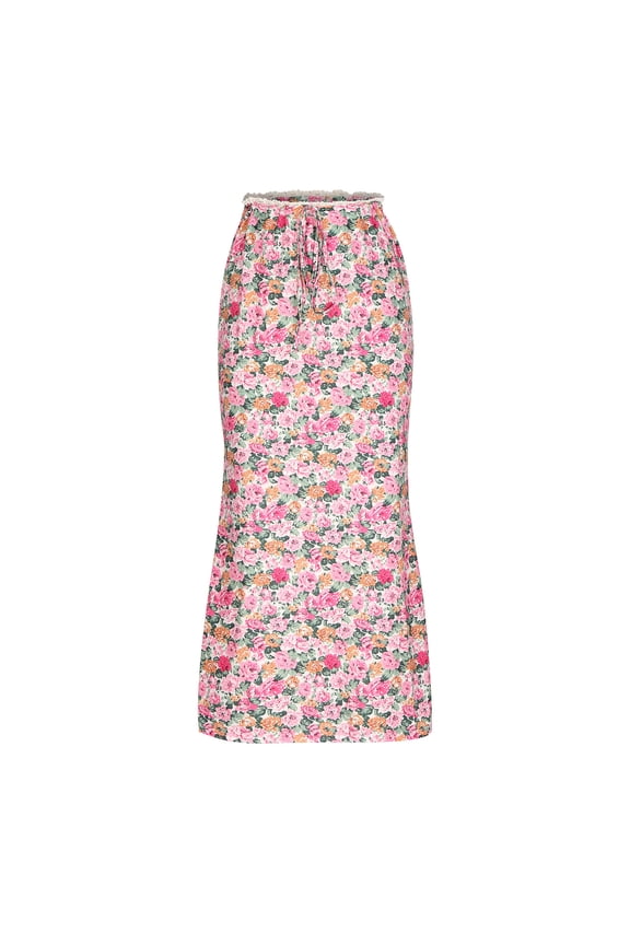 Womens High-Waisted Pink Paisley Print Midi Skirt for Artistic Casual & Daily Wear