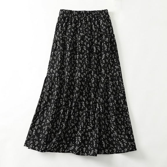 Njagoc3 Womens High - Waisted Polka - Dot Flowy Midi Skirt - Classic for Summer Parties