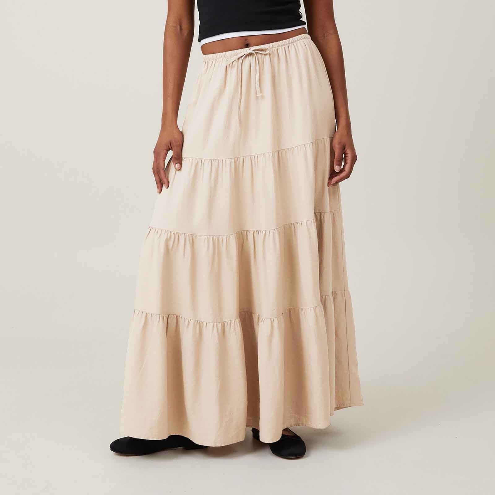 Solid, high waisted maxi skirt main image 1