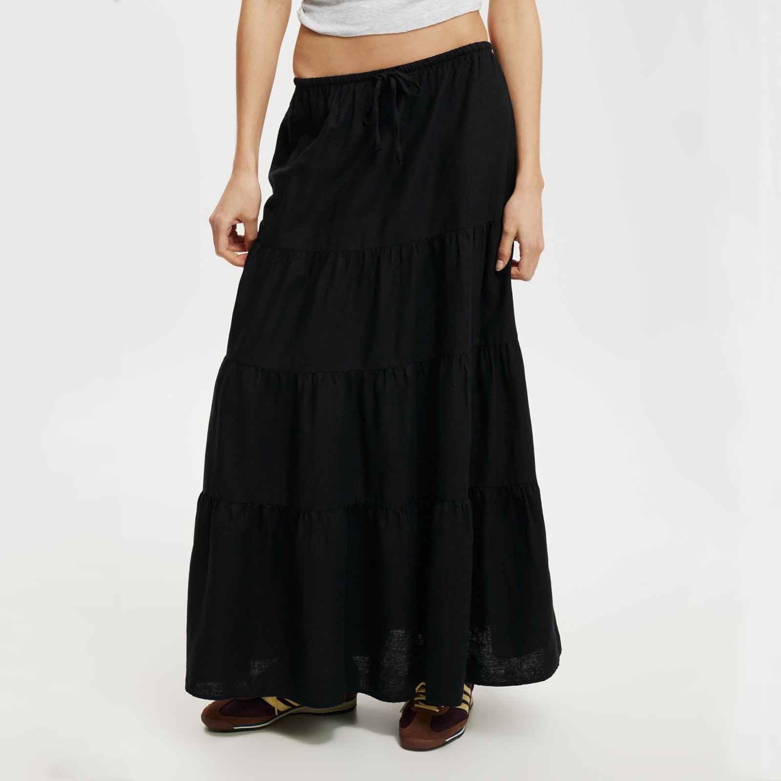 Solid, high waisted maxi skirt main image 0