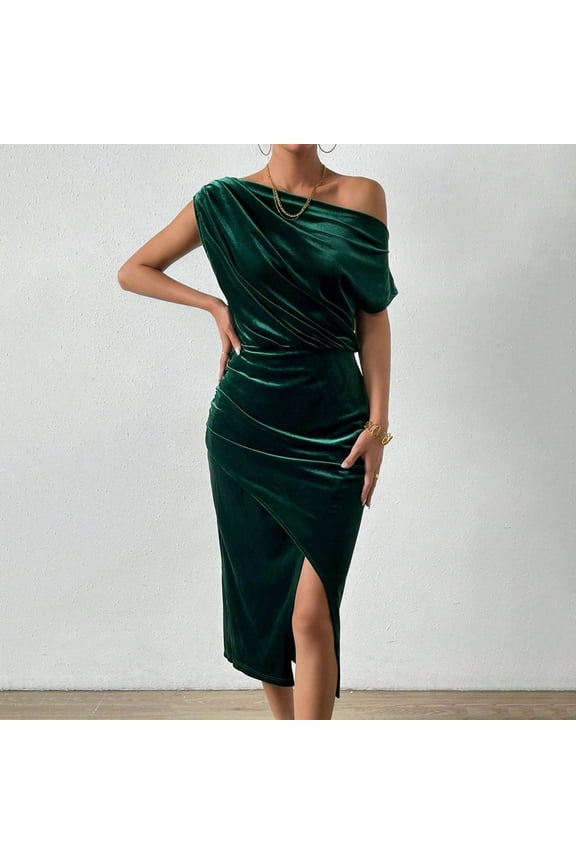 Womens Linen Beach Vacation Style Preppy Round Neck Short Sleeved Dress