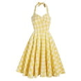 thumbnail image 1 of Njagoc3 Womens Long Sleeve Halter Gingham Dress, Fit & Flare, Summer Party & Retro Event Wear, Feminine Fit, 1 of 5