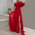 thumbnail image 1 of Njagoc3 Womens Long Sleeve High - Slit Maxi Dress, Formal Party & Evening Wear, Floor - Length, Solid Color Styles, for Weddings, 1 of 6