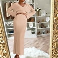 thumbnail image 1 of Njagoc3 Womens Long Sleeve Maternity Knit Maxi Dress, Pregnancy Casual & Formal Wear, Floor - Length, Stretchy Fabric, Solid Color Variants, for Expecting Moms, 1 of 5