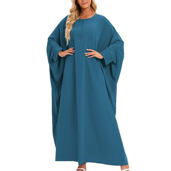 Njagoc3 Womens Long Sleeve Open - Front Caftan Dress, Plus Size, Casual Loungewear & Beach Cover - Up