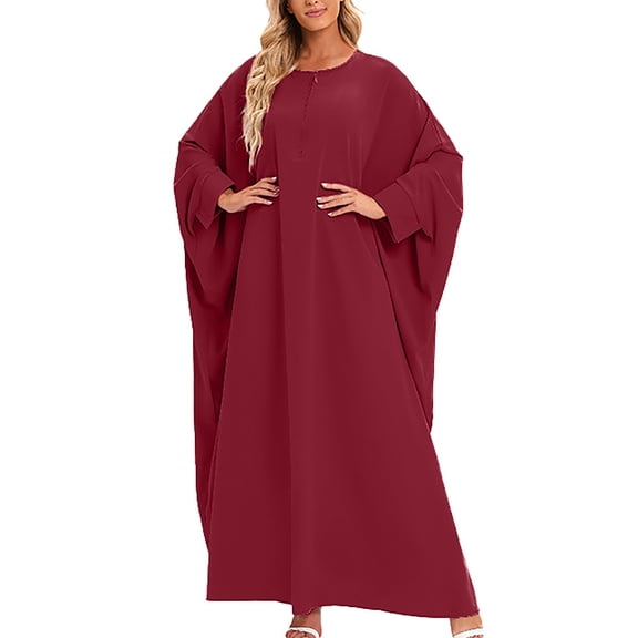 Njagoc3 Womens Long Sleeve Open - Front Caftan Dress, Plus Size, Casual Loungewear & Beach Cover - Up