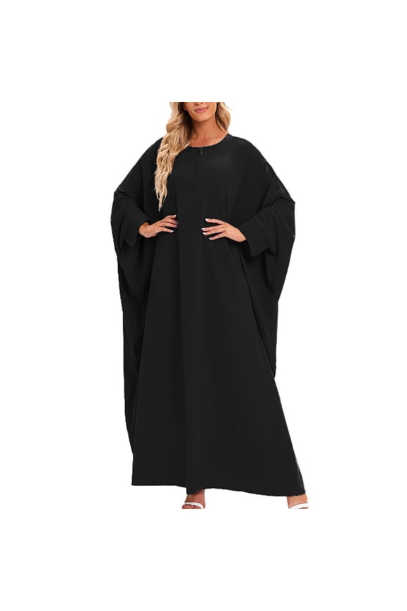 Womens Long Sleeve Open - Front Caftan Dress, Plus Size, Casual Loungewear & Beach Cover - Up