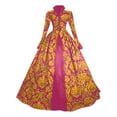 thumbnail image 1 of Njagoc3 Womens Long Sleeve Printed Court Ball Gown, Floor - Length Formal Outfit, Flared Skirt, Patterned Design, for Prom & Balls, 1 of 5