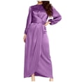 thumbnail image 1 of Njagoc3 Womens Long Sleeve Satin Maxi Robe Dress, Elegant Casual & Formal Wear, Floor - Length, Solid Color Styles, for Daily & Evening, 1 of 5