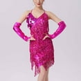 thumbnail image 1 of Njagoc3 Womens Long Sleeve Sequin Fringe Dress, V - Neck, Party & Dance Event Wear, Sparkly Fit, 1 of 6
