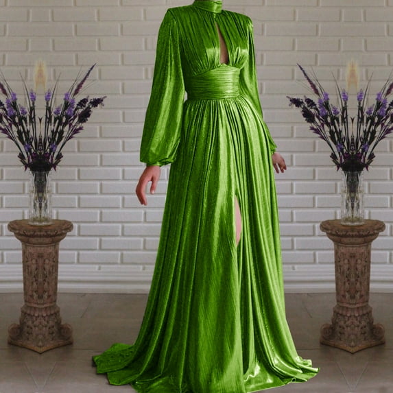 Njagoc3 Womens Long Sleeve Solid Color Maxi Dress, Floor - Length, Formal Evening & Prayer Outfit