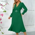 thumbnail image 1 of Njagoc3 Womens Long Sleeve V - Neck Flowy Maxi Dress, Solid Color, Summer Beach & Cruise Wear, Relaxed Fit, 1 of 6
