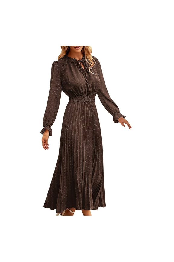 Womens Long Sleeve V - Neck Maxi Dress, A - Line Formal Gown, Fall Party & Ceremony Wear