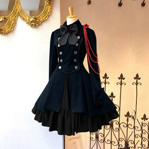 Njagoc3 Womens Long Sleeve Victorian Gothic Gown, Plus Size, Steampunk & Halloween Costume