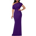 thumbnail image 1 of Njagoc3 Womens One - Shoulder Maxi Dress, Elegant Formal Gown, Wedding Reception & Banquet Wear, 1 of 5