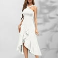 thumbnail image 1 of Njagoc3 Womens One - Shoulder Ruffle Hem Maxi Dress, Flowy Chiffon Fabric, Elegant Fit for Summer Beach Weddings, Tropical Vacations & Sunset Dinners, 1 of 6