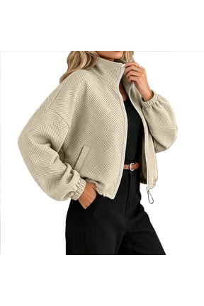 Womens Oversized Funnel Neck Bomber Puff Jacket Windproof Waterproof Lightweight Shacket Spring Fall Outerwear