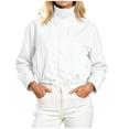 thumbnail image 1 of Njagoc3 Womens Oversized Funnel Neck Bomber Puff Jacket Windproof Waterproof Lightweight Shacket Spring Fall Outerwear, 1 of 6