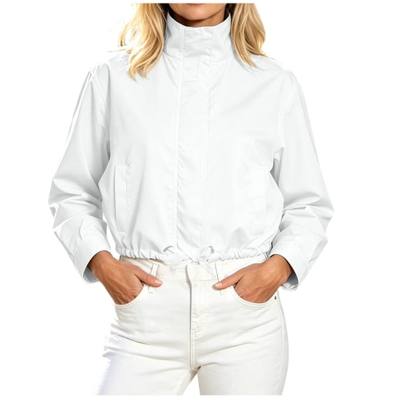 Njagoc3 Womens Oversized Funnel Neck Bomber Puff Jacket Windproof Waterproof Lightweight Shacket Spring Fall Outerwear