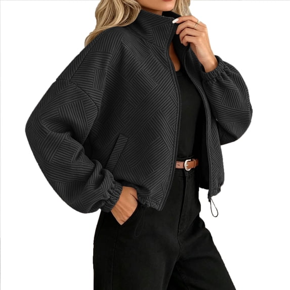 Njagoc3 Womens Oversized Funnel Neck Bomber Puff Jacket Windproof Waterproof Lightweight Shacket Spring Fall Outerwear