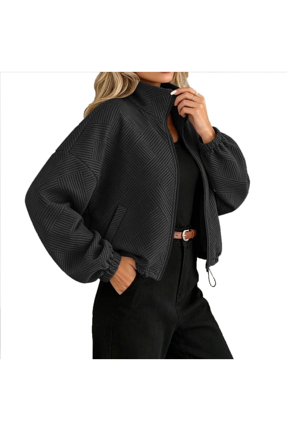 Womens Oversized Funnel Neck Bomber Puff Jacket Windproof Waterproof Lightweight Shacket Spring Fall Outerwear
