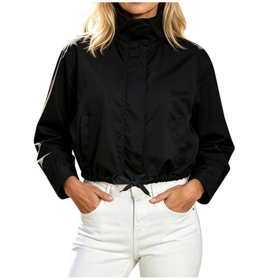 Njagoc3 Womens Oversized Funnel Neck Bomber Puff Jacket Windproof Waterproof Lightweight Shacket Spring Fall Outerwear