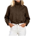 thumbnail image 1 of Njagoc3 Womens Oversized Funnel Neck Bomber Puff Jacket Windproof Waterproof Lightweight Shacket Spring Fall Outerwear, 1 of 6