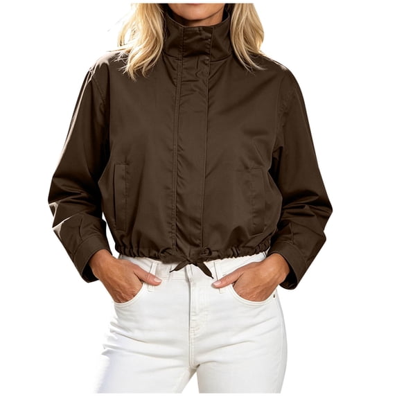 Njagoc3 Womens Oversized Funnel Neck Bomber Puff Jacket Windproof Waterproof Lightweight Shacket Spring Fall Outerwear