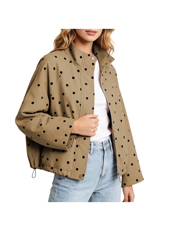 Womens Oversized Funnel Neck Bomber Puff Jacket Windproof Waterproof Lightweight Shacket Spring Fall Outerwear