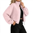thumbnail image 1 of Njagoc3 Womens Oversized Funnel Neck Bomber Puff Jacket Windproof Waterproof Lightweight Shacket Spring Fall Outerwear, 1 of 6