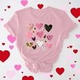 thumbnail image 1 of Njagoc3 Womens Pink Heart-Print Womens Short Sleeve T-Shirt - Graphic, Multi-Color, Casual & Valentine's, 1 of 6