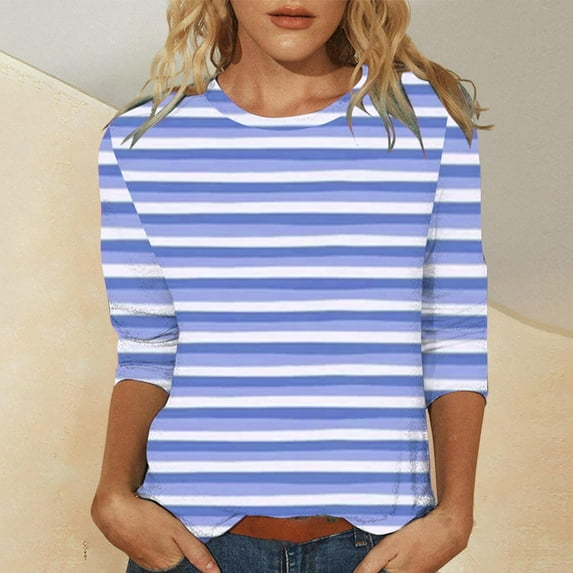 Njagoc3 Womens Pink & White Striped Top, Short Sleeve, Slim , Fresh Spring & Summer Casual Wear, Multiple Colors