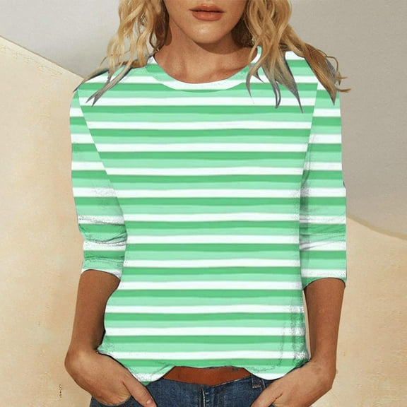Njagoc3 Womens Pink & White Striped Top, Short Sleeve, Slim Fit, Fresh Spring & Summer Casual Wear, Multiple Colors