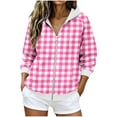 thumbnail image 1 of Njagoc3 Womens Plaid Gingham Zip Up Hoodie Drawstring Long Sleeve Loose Fit Fleece Sweatshirt with Pockets Casual Fall Outerwear for Picnic Travel，Pink，XXL, 1 of 6