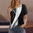 thumbnail image 1 of Njagoc3 Womens Pleated Square Neck Black and White Short Sleeved T-shirt Top, 1 of 1