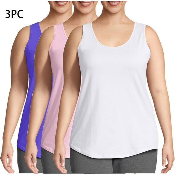 Njagoc3 Womens Plus - Size Sleeveless Athletic Tank Top, Crew Neck, Moisture - Wicking, Summer Gym & Training Wear
