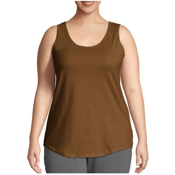 Njagoc3 Womens Plus Size Solid Color Tank Top, Burgundy, Loose Fit, Breathable Fabric, Casual Daily & Athleisure, Essential Plus Size Top