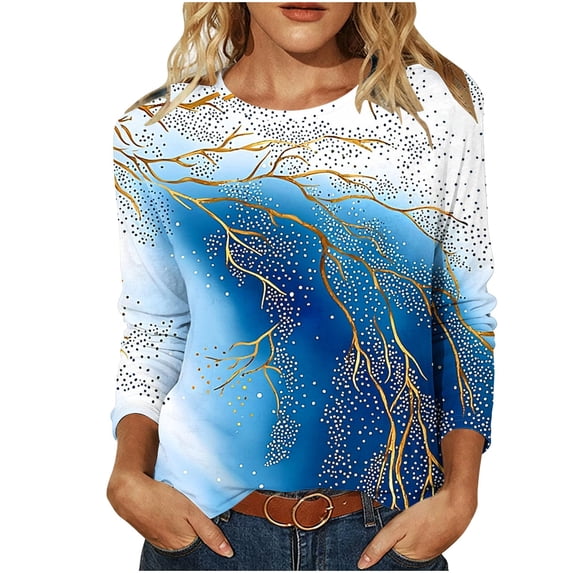 Njagoc3 Womens Plus Size Tops Long Sleeve Shirts Crew Neck Tunics Fall Casual Pullover Loose Fit Basic Tshirt