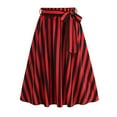 thumbnail image 1 of Njagoc3 Womens Red - White Striped Asymmetric Tie - Waist Midi Skirt for Summer Party Casual Chic Looks, 1 of 6