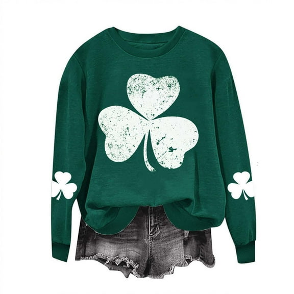 Njagoc3 Womens Round Neck St. Patrick'S Day Printed Long Sleeve Tops Sweatshirts