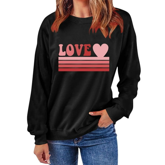 Njagoc3 Womens Round Neck Valentine'S Day Printed Sweatshirt Long Sleeve Round Neck Top/Shirt
