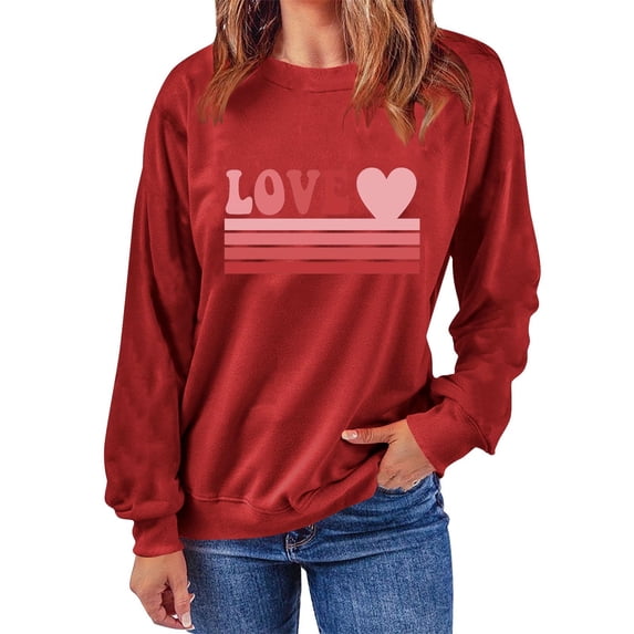 Njagoc3 Womens Round Neck Valentine'S Day Printed Sweatshirt Long Sleeve Round Neck Top/Shirt